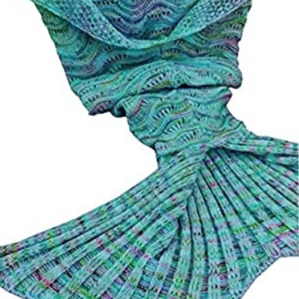 NWOT Adult Mermaid Tail Blanket Aqua Teal Knit Cozy Cocoon Throw Gift